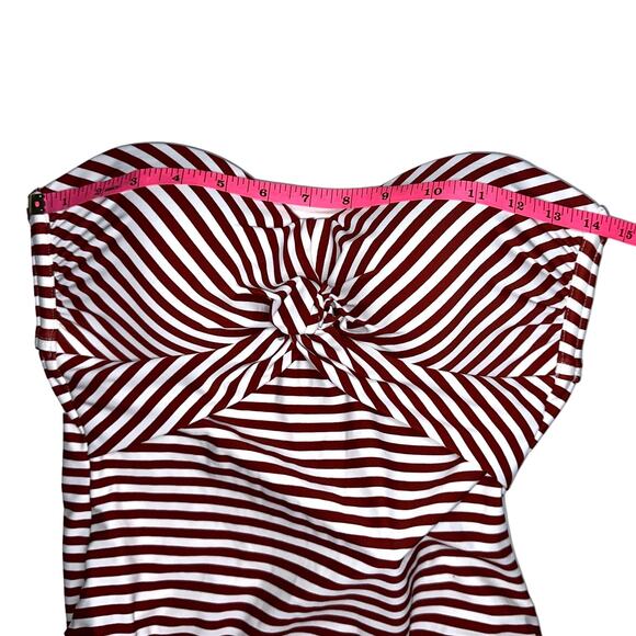 NWT Kona Sol Striped Red Currant Twist Bandeau One Piece Swimsuit Size Small - Picture 12 of 13